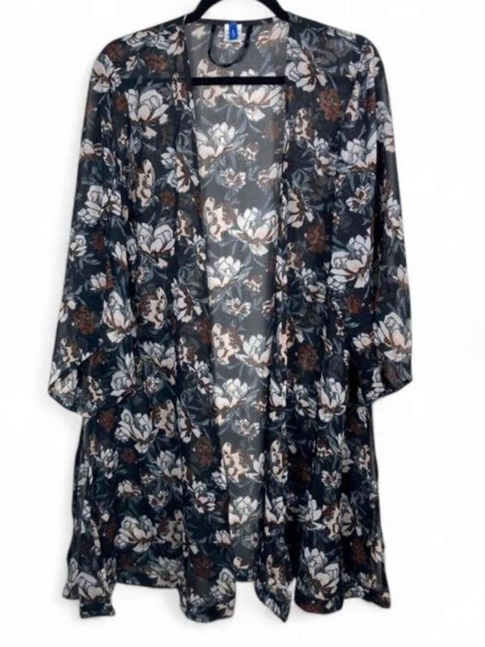 Apt. 9 Floral Sheer Kimono One Size Dark Academia Festival Cover-up